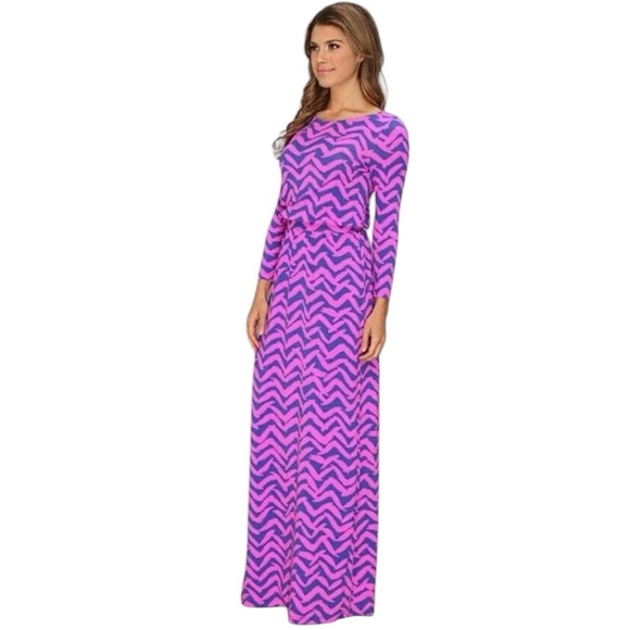 Lilly Pulitzer Dresses & Skirts - Lilly Pulitzer Pink and Purple Chevron Maxi Dress